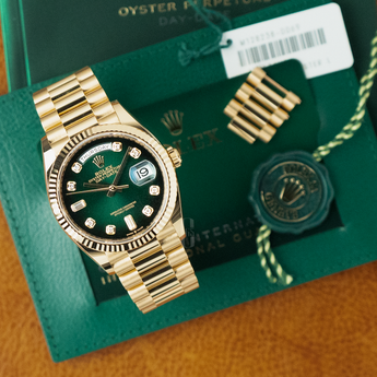 Rolex 128238 Day-Date 36 Ombre Green Dial Set